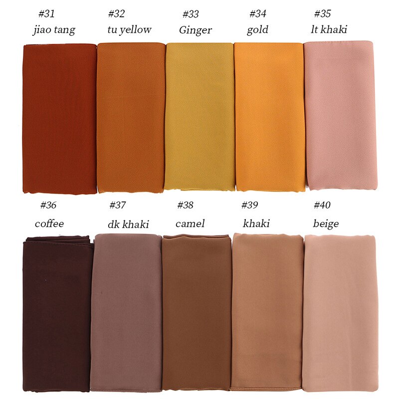10 pièces/lot femmes en mousseline de soie écharpe plaine bulle en mousseline de soie Hijab châles enveloppes tête écharpe Femme bandeau musulman Hijabs foulards Bandanas: Color Swatch 4