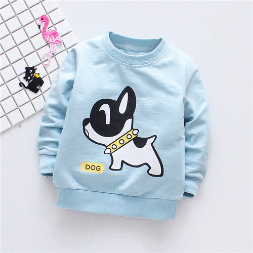 T-shirt à manches longues pour bébé garçon, en coton, mignon, avec motif de chien, printemps: Bleu / 24M