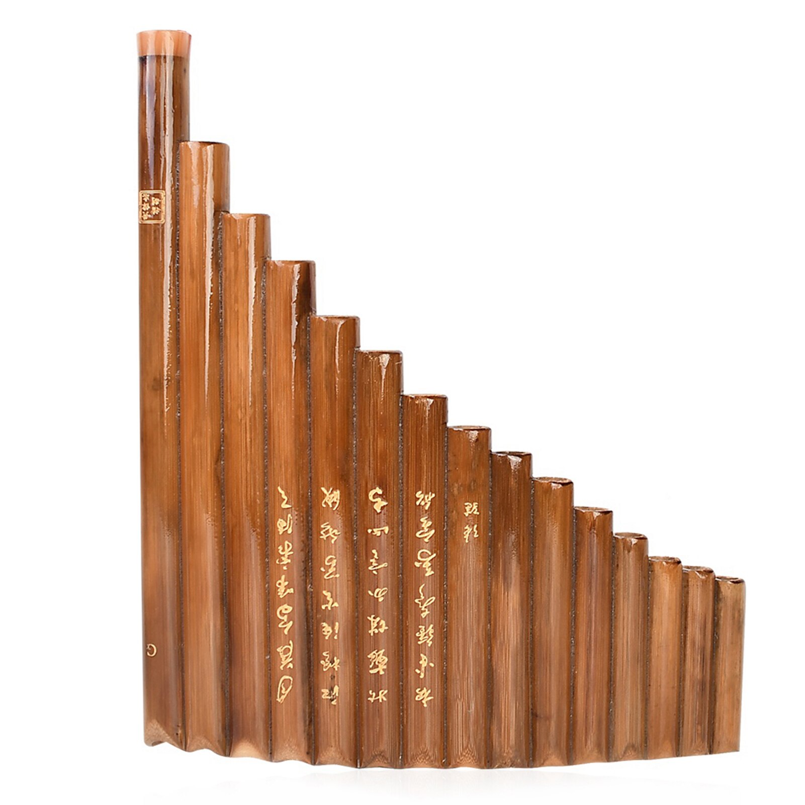 Muspor-Juego de flauta de Pan con llave G, 15 tubos, instrumento folclórico, instrumento de viento de bambú Natural, tubos de bambú, bolsa y tela de palo
