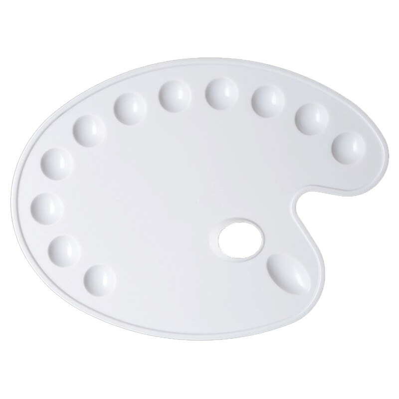 Paleta de plástico REDONDA/Ovalada para dibujo artístico, bandeja de colores para acuarela/Gouache/Herramienta de pintura china, paleta de pintura blanca,: Oval