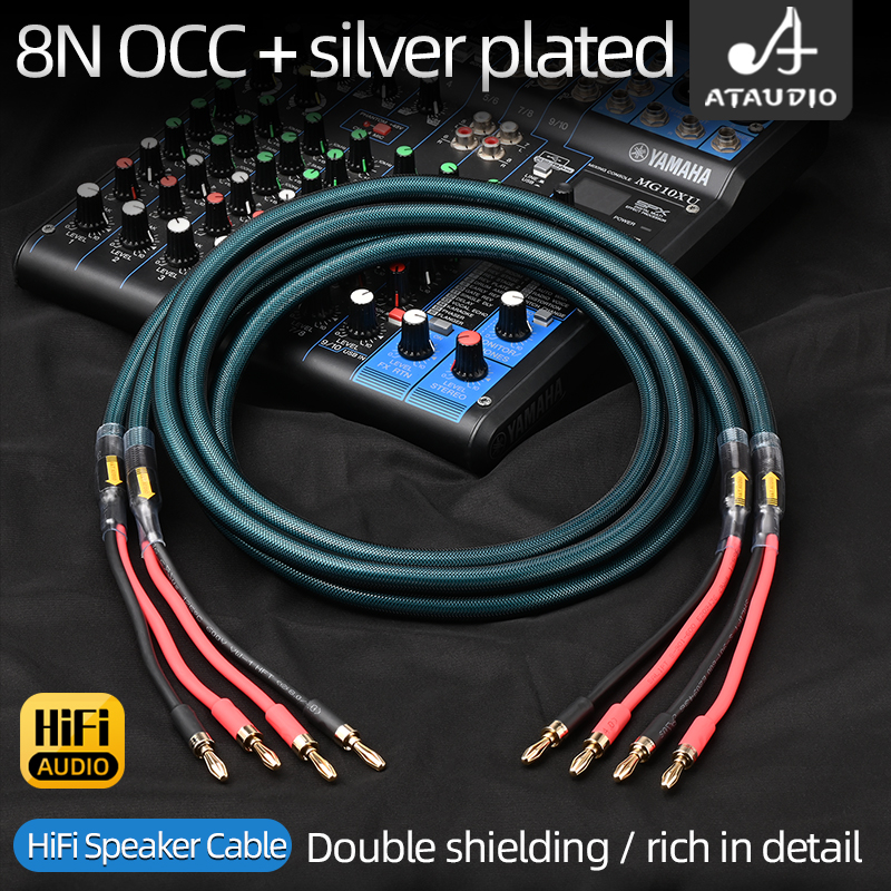 Ortofon hifi højttalerkabel til forstærker lyd hi-end 8n occ forsølvet højttalerledning med banan y-stik kabel