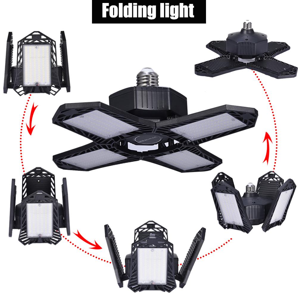 200W LED Garage Light Deformable Fan Ceiling Lamp E27 Folding 4 Panel Industrial Lamp For Warehouse Workshop 85-265V