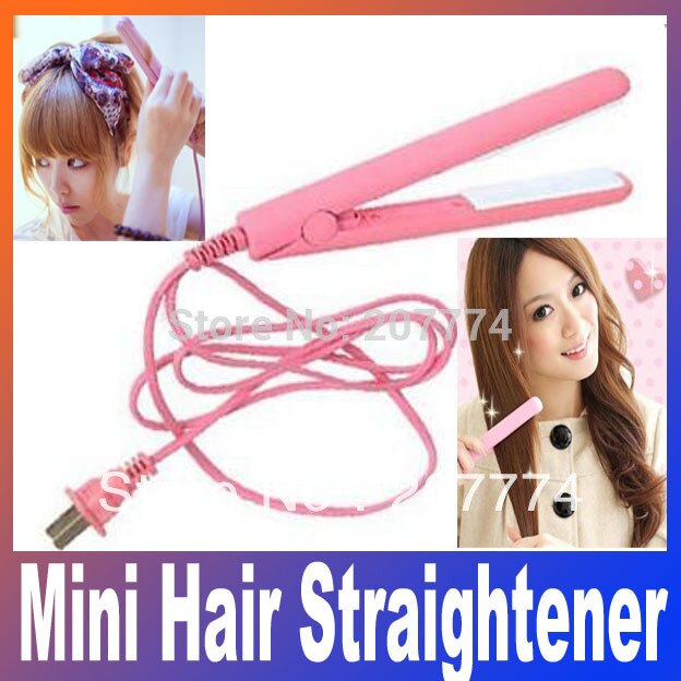 Mini ceramic hair straightener Pink Ceramic Electronic straight hair 200-240V Straightening corrugated Curling Iron 2 In 1