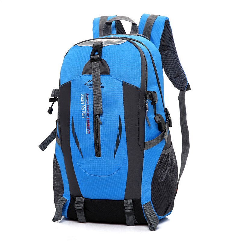 35L Waterproof Backpack Hiking Bag Cycling Climbing Backpacks Travel Outdoor Bags Men Women USB Charge Anti Theft Sports Bag: Blue