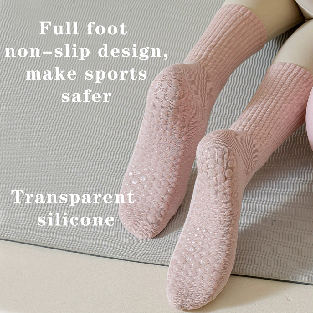 3 paar katoenen antislip yogasokken, middellange sokken, effen kleur, fitness, pilates, sportsokken voor dames