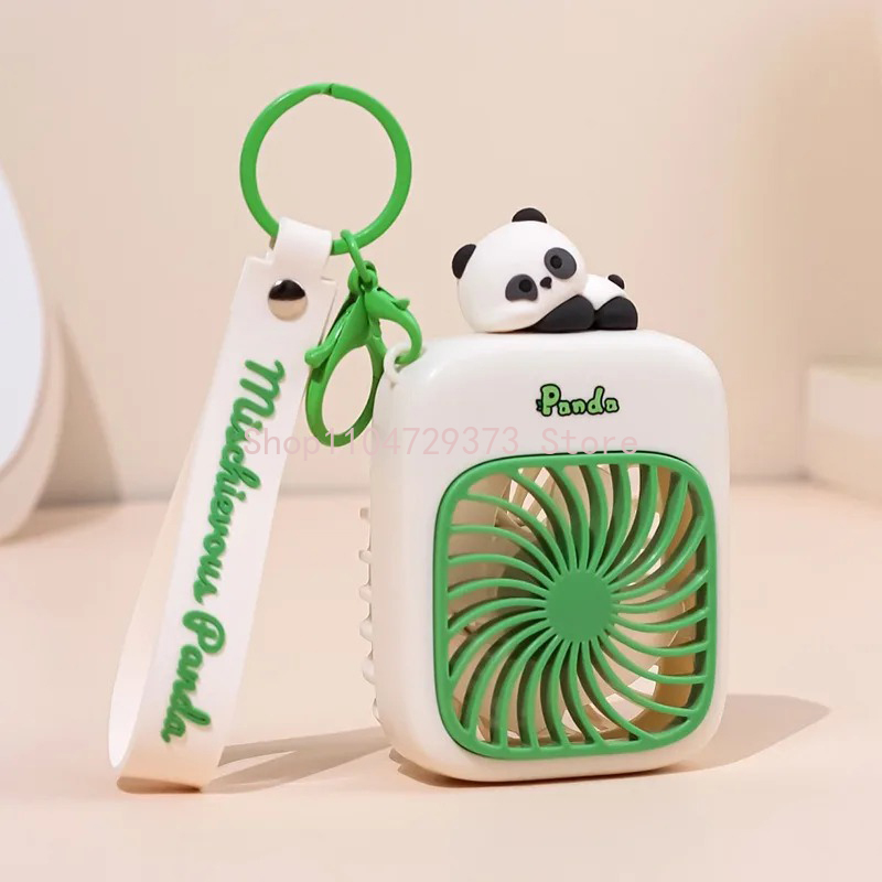 Draagbare sleutelhangerventilator voor op reis Kleine koeling Miniventilatoren Oplaadbare schattige Panda Reisventilator Handventilator Cadeau