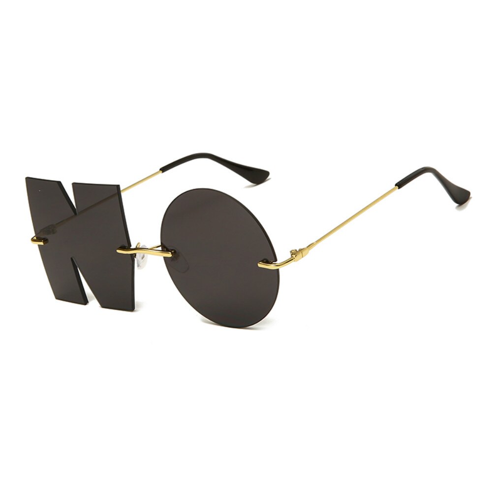 Bogstav ingen solbriller luksusmærke kvinder metal solbriller dame trend solbrille skygge spejl  uv400