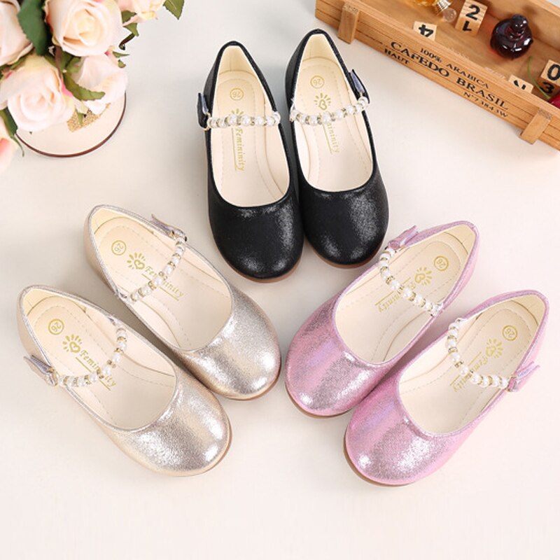 IYEAL grande perle fleur fille PU cuir chaussures pour filles fête danse enfants chaussures filles princesse chaussures de mariage