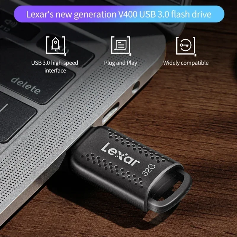 Lexar original pen drive v400 usb 3.0 unidade flash de alta velocidade 32gb 64gb 128gb chave jumpdrive 100 mb/s memória vara para pc/mac