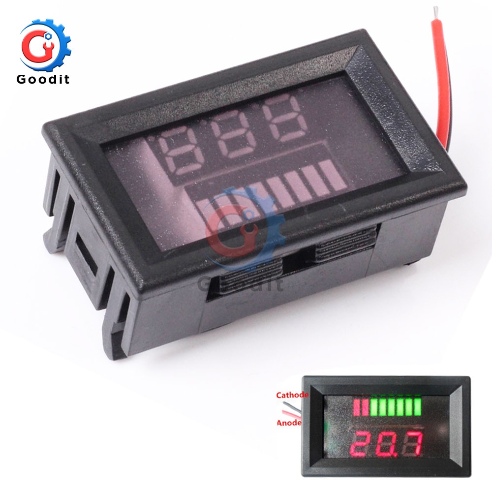12V ACID Lead Lead-acid Battery Charge Level Indicator Digital Battery Tester Lithium Battery Capacity Meter LED Voltmeter Dual