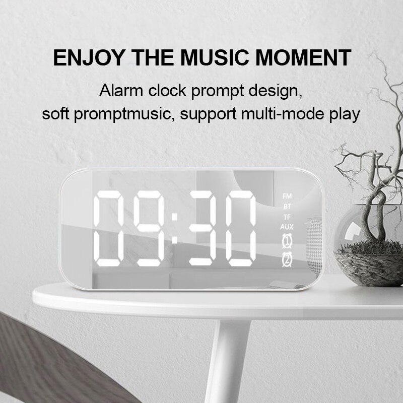 alarm clock Wireless bluetooth speaker Music Player with LED Time Display Clock Alarm TF TM Tempeture rechargeable battery