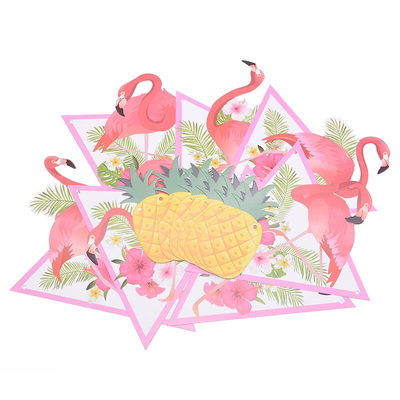 Sommer hawaiian aktuel flamingo ananas blade krans hængende bunting banner bryllupsfest baby shower foto prop dekoration