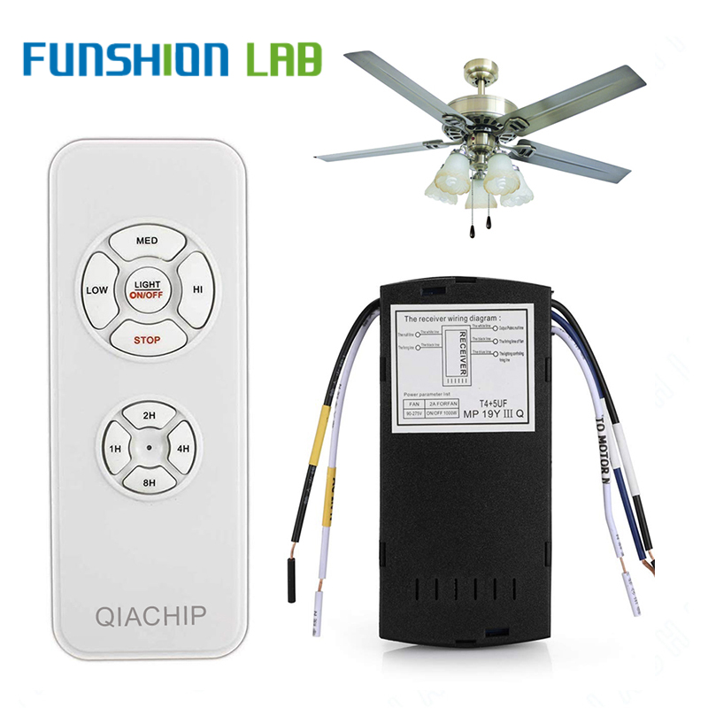 FUNSHIO Universal Ceiling Fan Lamp Remote Control Kit AC 110-240V Timing Setting Switch Adjusted Wind Speed Transmitter Receiver: AC 220V