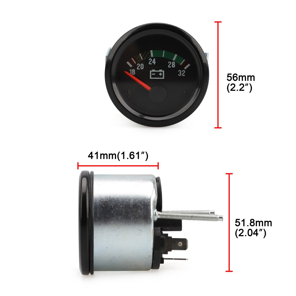 2 " 52mm voltmeter volt gauge 24v passar för de flesta byggmaskiner lastbil vdo 18-32 volt  yc101724