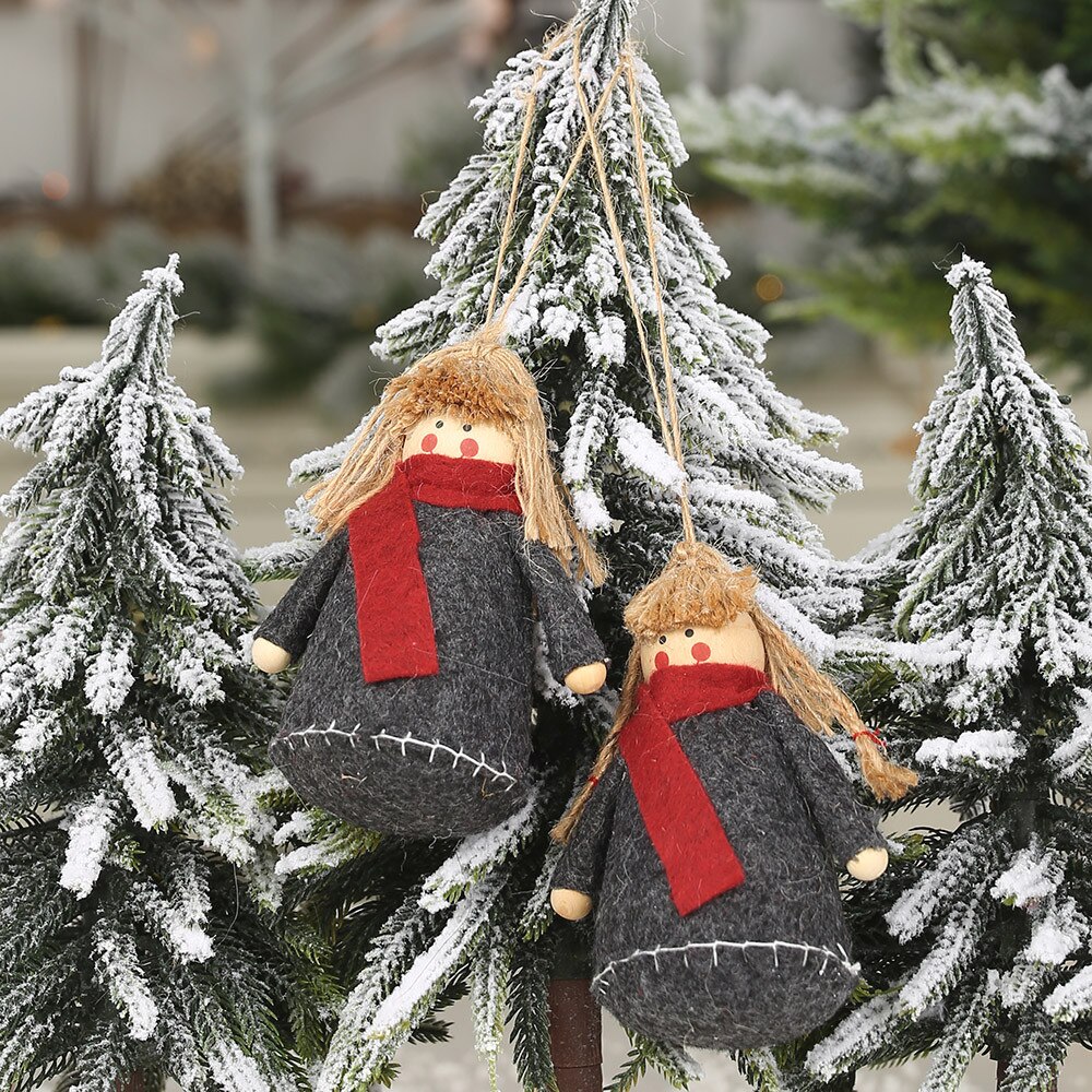 2 stk jul plys legetøj sød santa gammel mand dukke vedhæng ornamenter juletræ år dekoration hængende legetøj: D