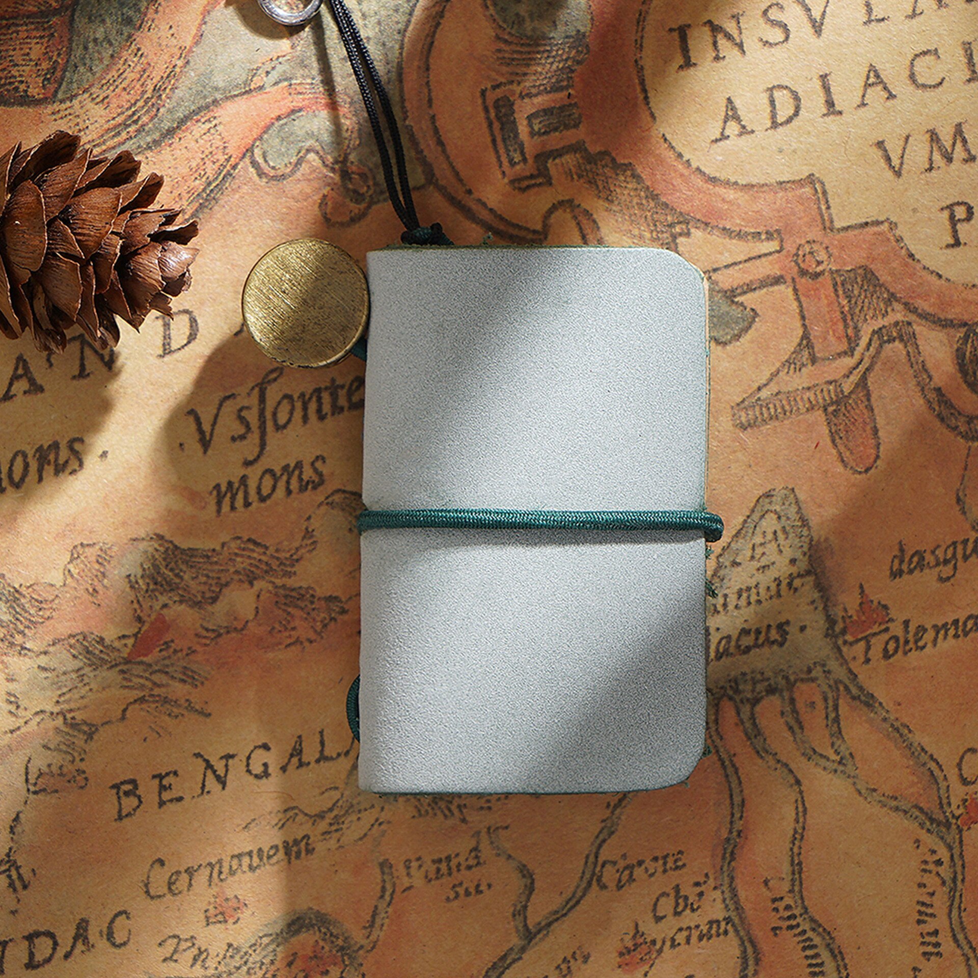 Mini Journal Cute Leather Cover Notebook Small Diary Retro Portable Travel Book DIY Blank Pages Memo Sketchbook: Foggy Wax Green