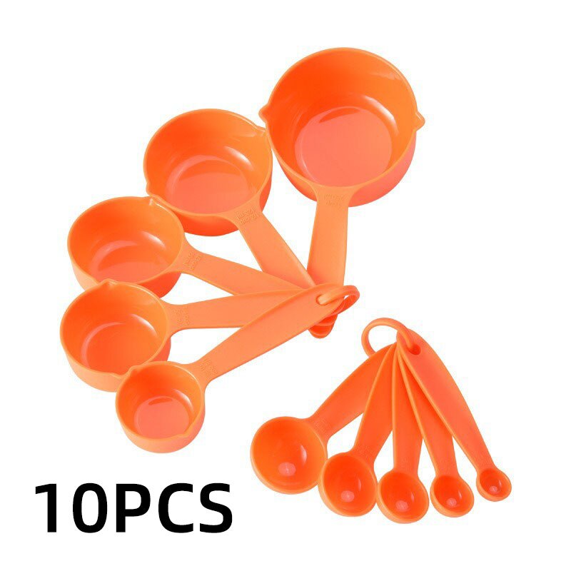 10Pcs Multi Purpose Lepels Cups Set Meetinstrumenten Bakken Accessoires Keuken Gadgets Levert Draagbare Thee Koffie Vloeibare Meel: 10pcs Orange