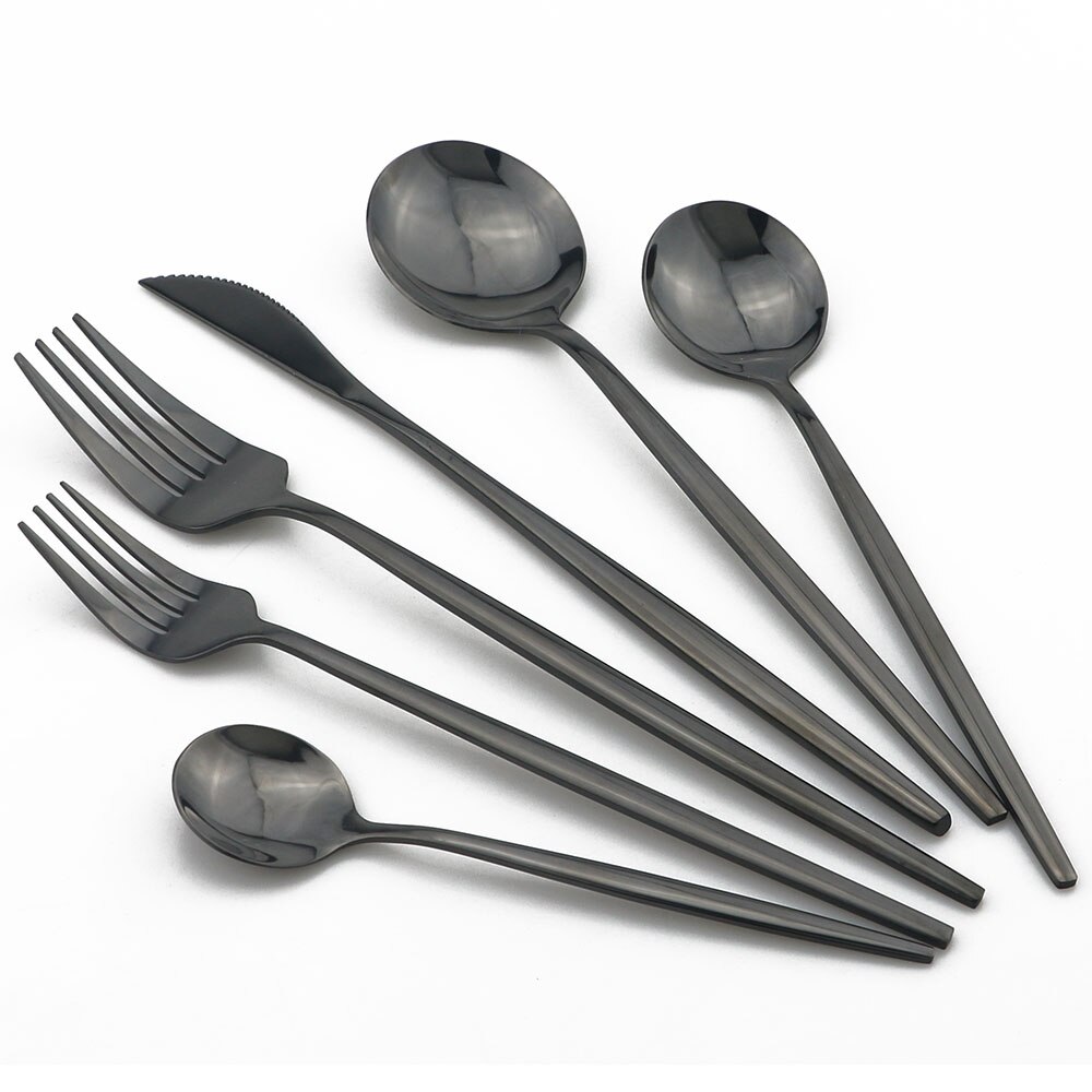 1 stk sort bestik kniv gaffel ske bordservice spejl servise køkken bestik 18/10 bestik i rustfrit stål