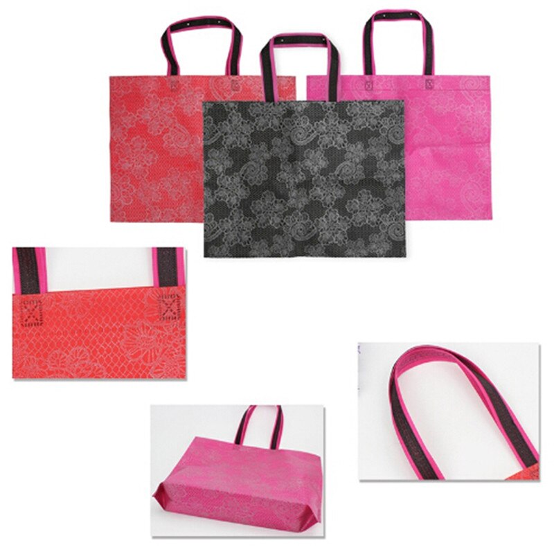 Printing Foldable Black Shopping Bag Tote Folding Pouch Handbags Convenient Large-capacity Storage Bags 3 Style