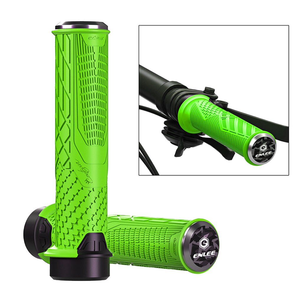 Poignées de guidon de vélo en caoutchouc, 1 paire, poignées de vélo Anti-souple, verrouillage, guidon de cyclisme ultraléger: Green