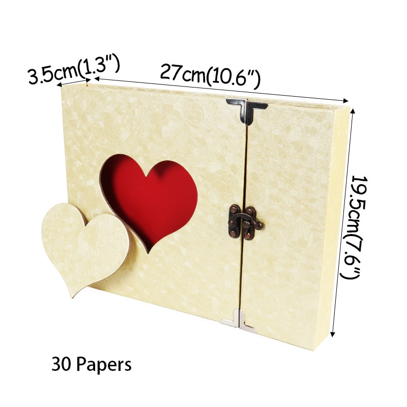 30 páginas preto bege scrapbook artesanal diy família álbum hallow coração memória álbum de fotos para o natal casamento dia dos namorados presente: Beige with red heart