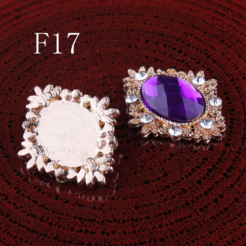 120 stuks/partij 18 kleuren bling paardenoog decoratieve platte kristalknopen voor haaraccessoires metalen strass-knopen voor knutselwerkjes: F17