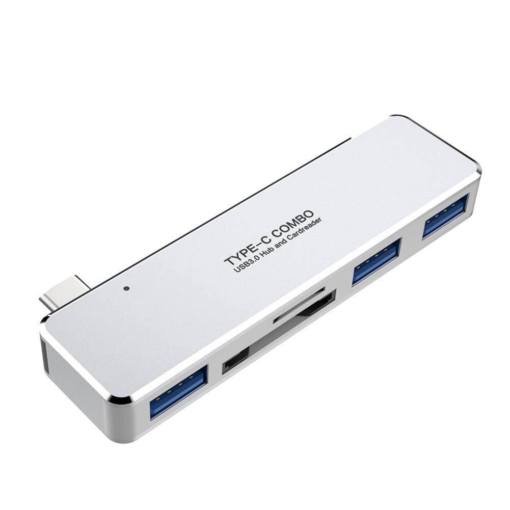 Hoge Snelheid 3 Usb 3.0 Poorten Usb C Adapter Multi Type-C Hub Met Tf Momory Card Slot Ondersteunen tf/Sd-kaart Binnen 256Gb