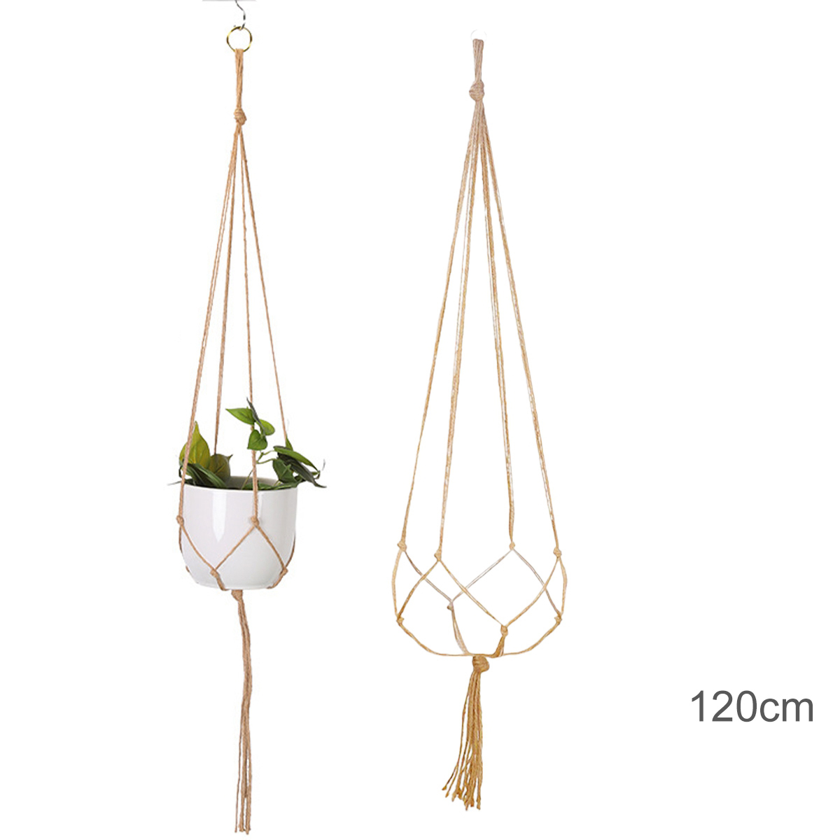 Cesta colgante de macramé hecha a mano para plantas, soporte para macetas de jardín, decoración colgante de pared de macramé para balcón, cuerda de elevación anudada, decoración del hogar: Chocolate
