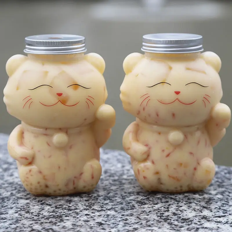 Kawaii kattevandflasker til mælk, te, kaffe, juice, bærbar drikkekop, hjem gennemsigtig juicing, drikkevareflaskeforsyninger