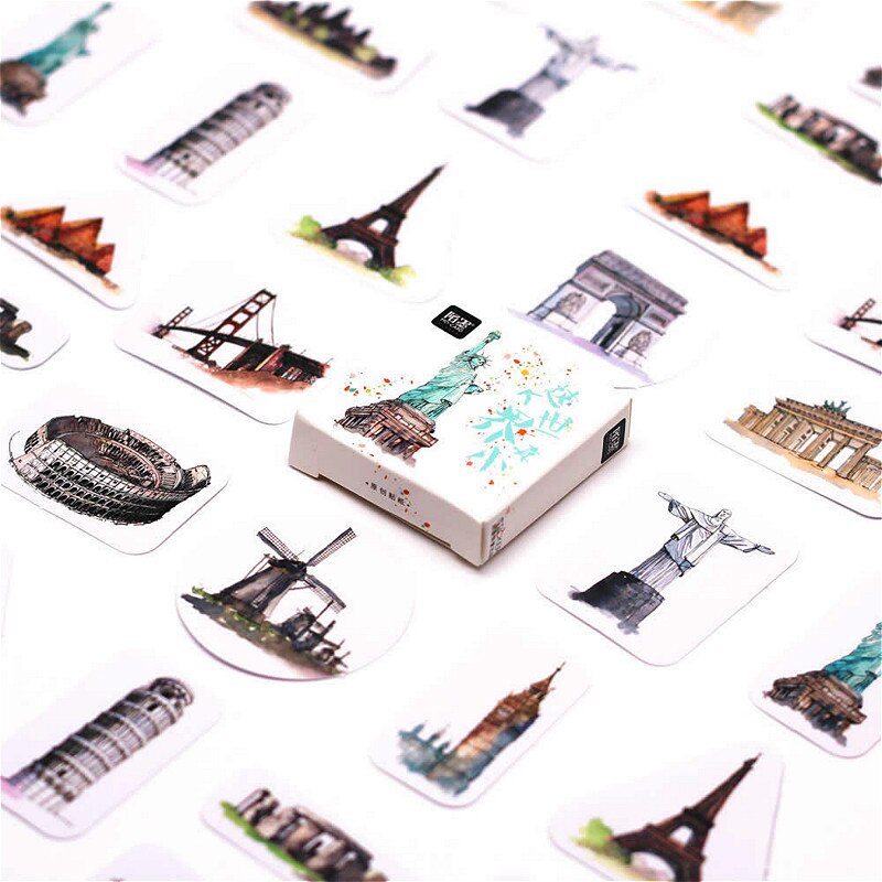 46Pcs/pack Round World Paper Envelope European Style Message Card Letter Stationary Storage Paper Sticker: 36