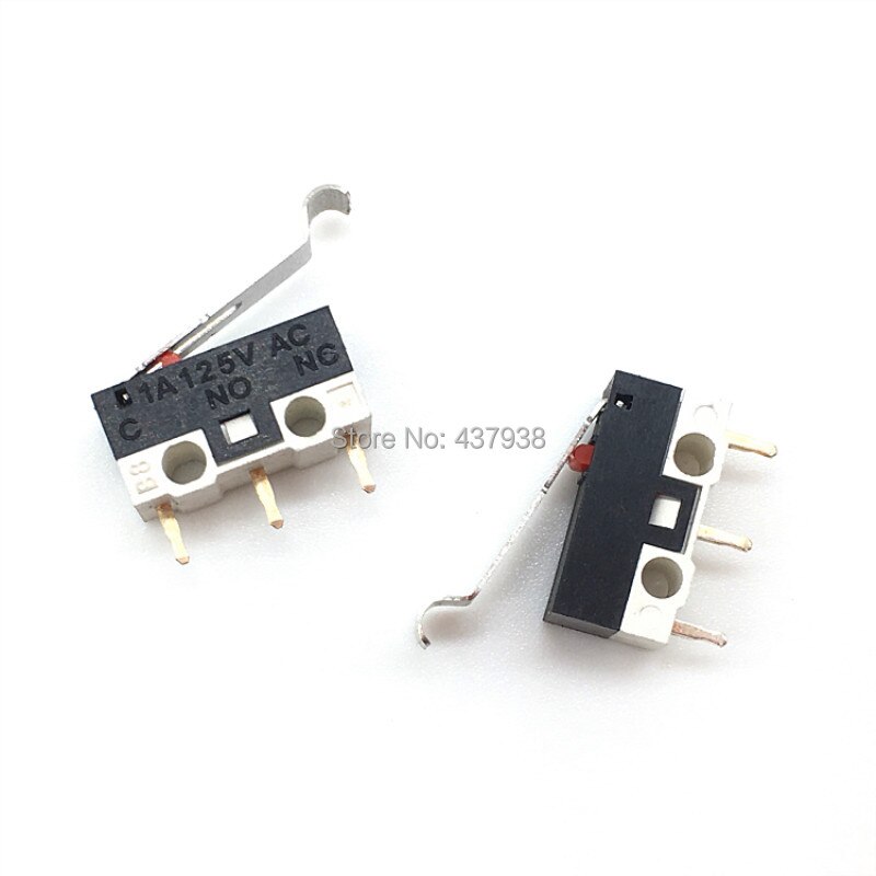 10pcs Limit Switch Push Button Switch 1A 125V AC Mouse Switch 3Pins Micro Switch With Curved Handle