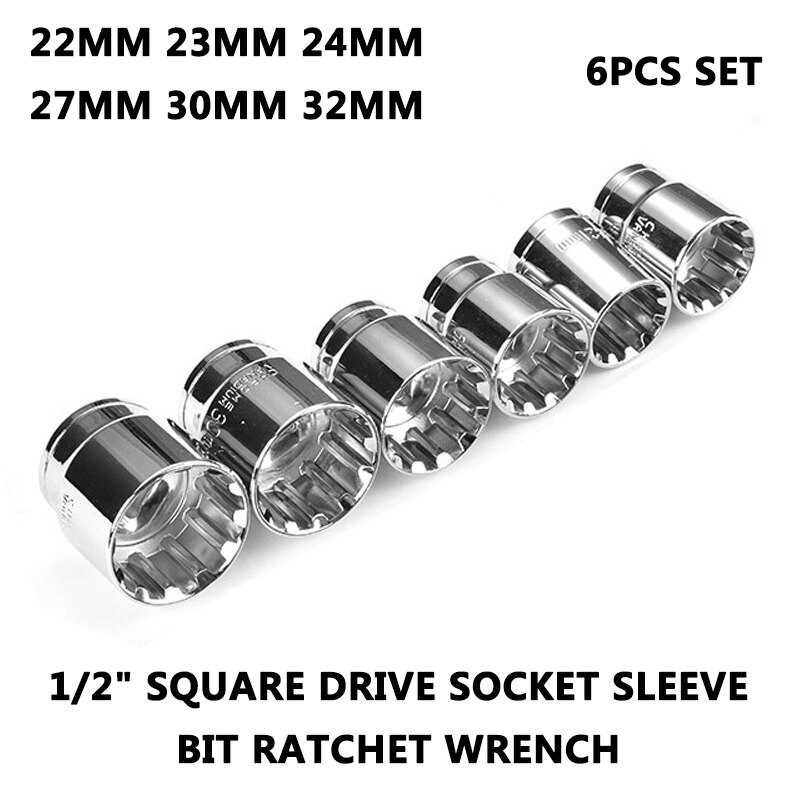 1/2 "Platz Stock Buchse Kopf bisschen Ratsche Steckdosen Auto Reparatur Hand Werkzeug Bausatz 12,5 MM Typ Blüte Hülse 8-32mm 20Stck einstellen: 22-32MM 6Stck