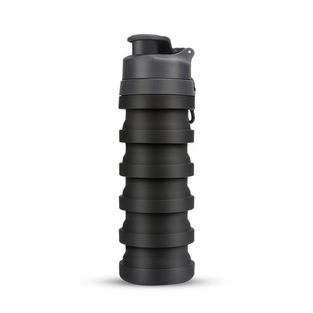 draussen Sport Klapp Wasser Flasche Ich bin Freien Fahrrad Reiten Wasser Flasche Silikon Teleskop Tragbare Wasser Tasse Wasser 2022: Schwarz-500ml