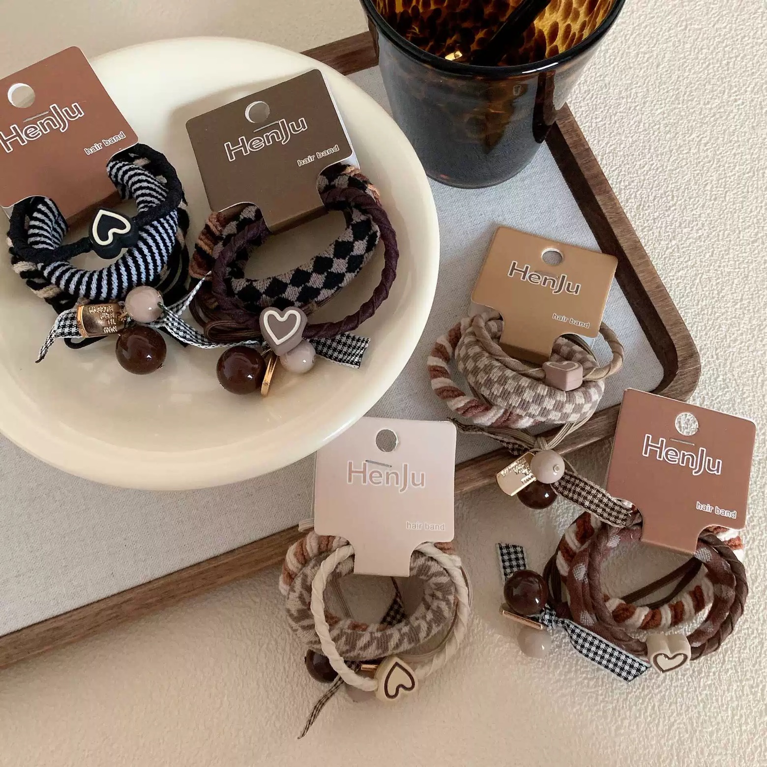 4 unids/set de cuerdas elásticas para el cabello a la , diadema Simple con forma de corazón para mujer, coleteros altos, banda de goma, accesorios para el cabello