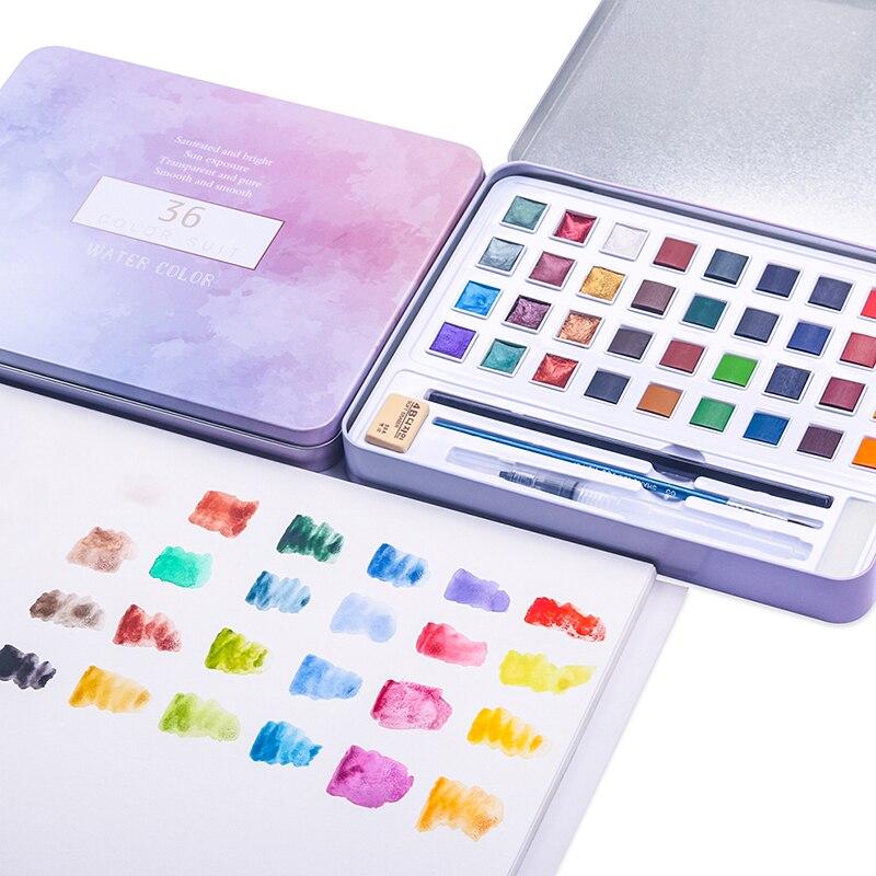 48 Kleuren Solid Aquarel Set Basic Neone Glitter Aquarel Verf Voor Tekenen Art Verf Levert