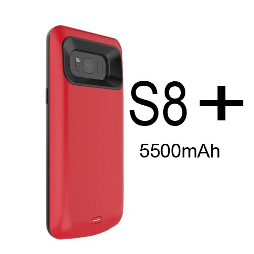 5500ma/5000 mah s8 caixa de bateria para samsung galaxy s8 caso carregador de bateria banco de potência carregador externo para samsung galaxy s8 plus: 5500mAh S8 Plus Red