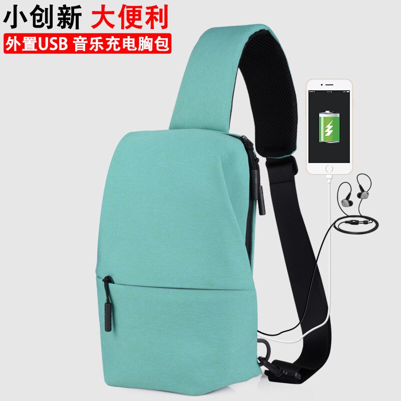Casual borsttas usb oplaadbare unisex schouder crossbody multifunctionele effen kleur oxford borsttas: Matcha groene