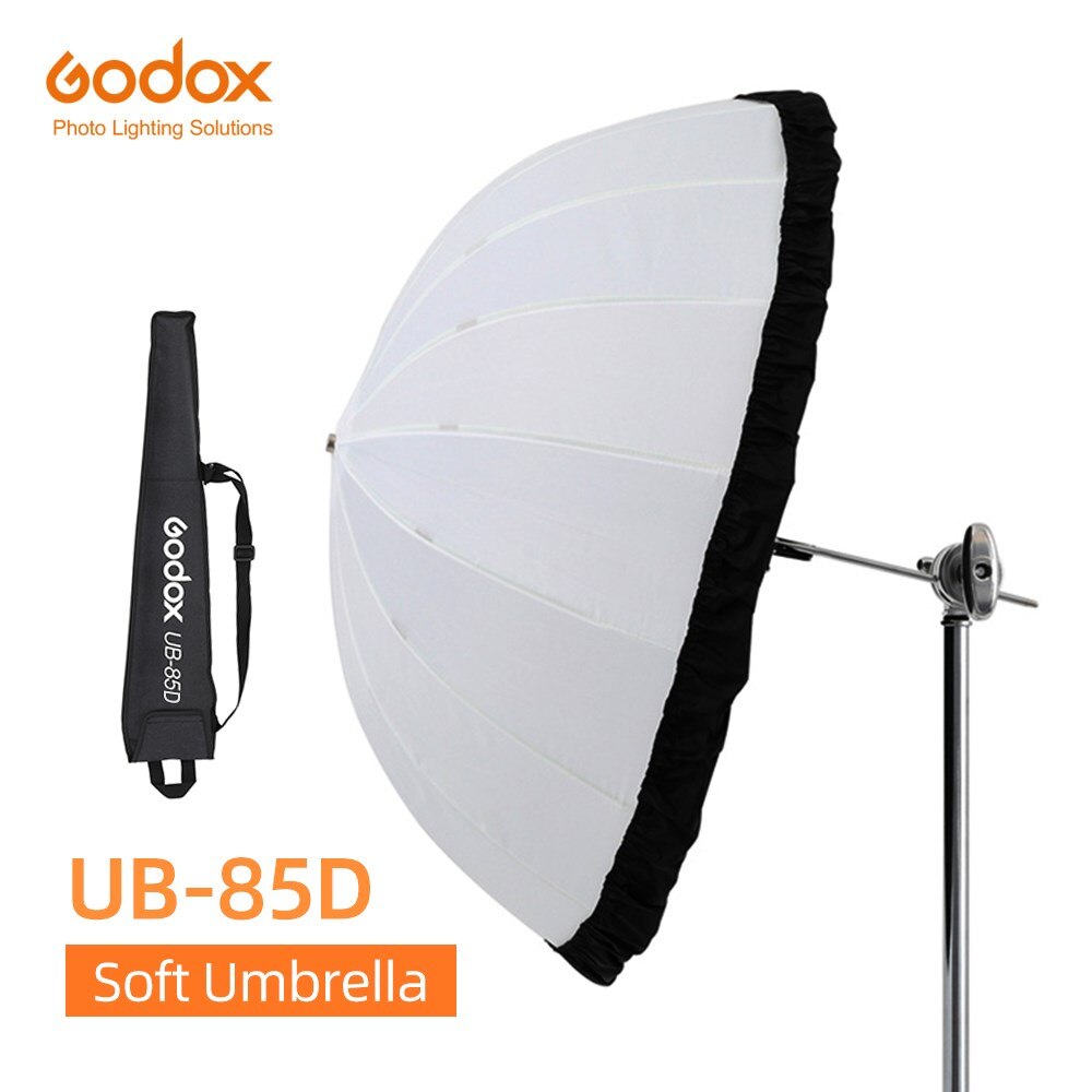 Godox UB-85D 85Cm Wit Parabolische Reflecterende Transparante Zachte Paraplu Studio Licht Paraplu Met Zwart Zilver Diffuser Cover: Kit 1