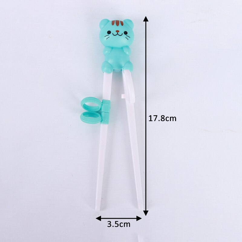 1Pcs Cute Cartoon Baby Beginner Training Chopsticks Food Grade Silicone Animal Pattern Baby Learning Chopsticks Tableware: blue cat