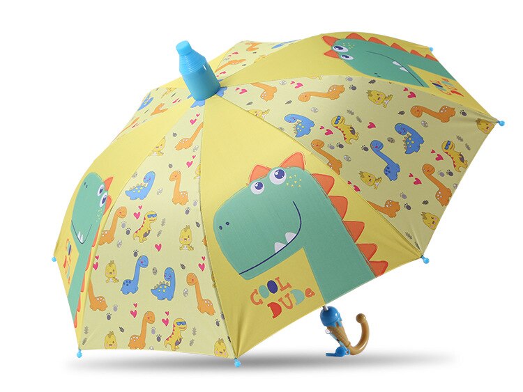 Umbrella Kids Lovely Children Rainbow Umbrellas Semi Automatic Rain Sun Umbrellas Cartoon Unicorn Umbrella: dinosaur