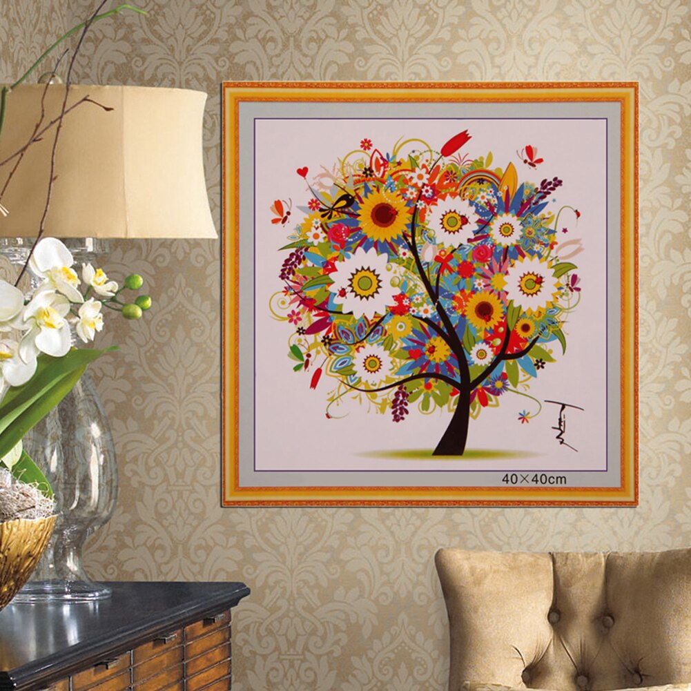 DIY Four Seasons Tree Cross Stitch Kit Counted Embroidery Spring Summer Autumn Winter Home Decorative: Summer