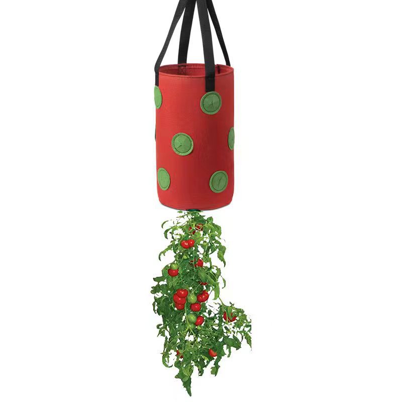Bolsa de cultivo de tomate colgante de fieltro multifunción con 13 agujeros, macetero de fresa, verduras, flores, bolsas de cultivo de plantas, maceta de jardín