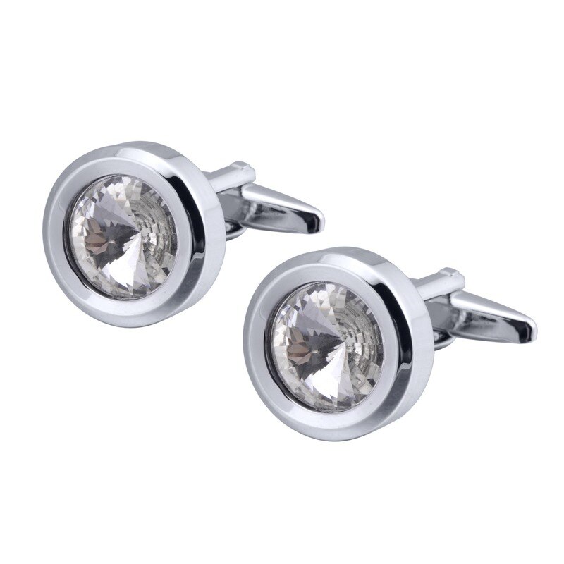 Novo Luxo Metal Cristal Rodada Abotoaduras para a Camisa Dos Homens Roupas de Casamento Cuff Link Abotoaduras Moda de Alta Qualidade Jóias