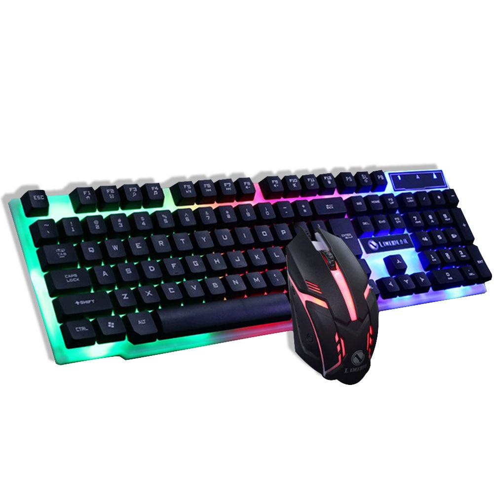 Zestaw Klawiatura i Mysz USB Przewodowa 104 Klawisze - Podświetlenie LED - Do Notebooków, Laptopów, Desktopów - Gaming i Biuro: Czarny