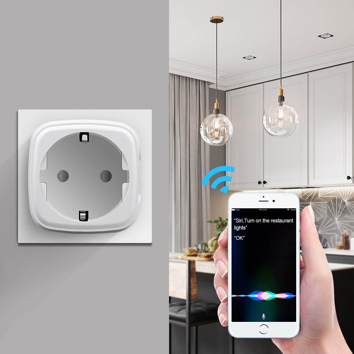 Apple homekit wifi-ohjaus älykäs pistorasia kotipistorasia ääniohjaus siri-virtalähteellä seinäpistorasia eu/us älypistoke