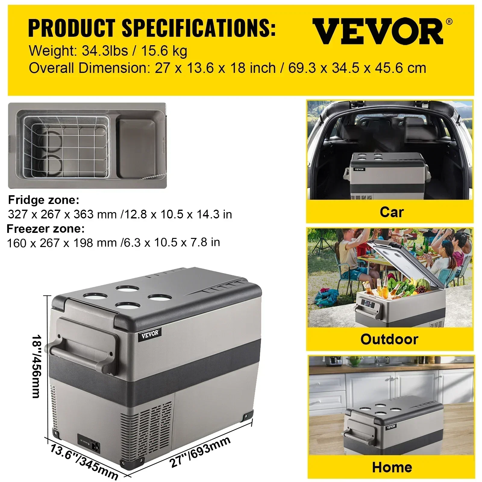 35L 45L 55L Car Refrigerator Mini Fridge Freezer Portable Compressor Cooler 12/24V DC 110-240V Ice Box for Camping: WHITE
