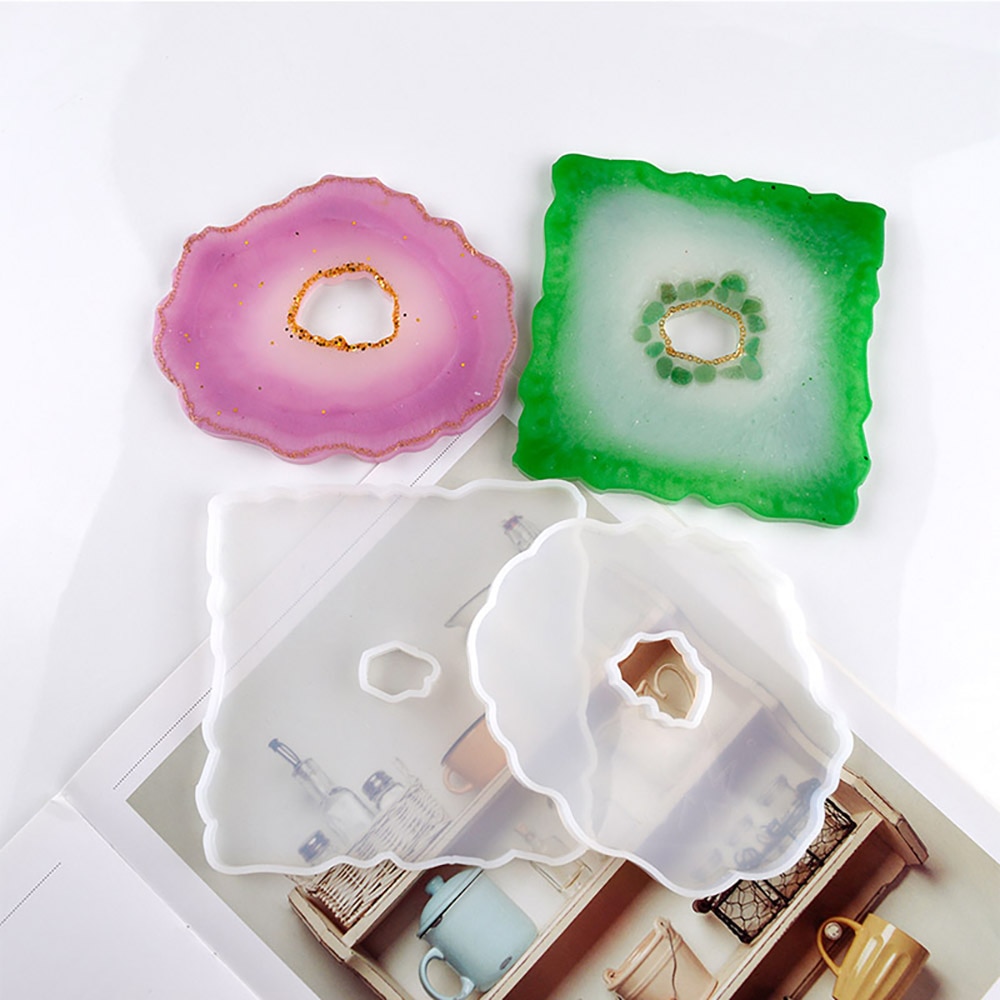 4 sztuk DIY Coaster formy zestaw dekoracyjne rękodzieła blacha do pieczenia baza okrągłe żywicy epoksydowej formy biżuteria silikonowa Making