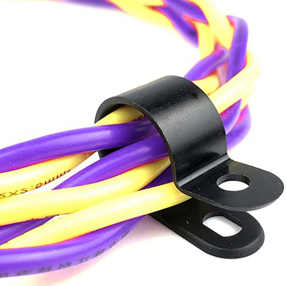 Black 200Pcs Convenient Multiple P Cable Clips Set Compact Cable Clip Portable for Cable Management