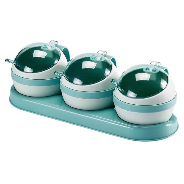 3/4 st set nordisk kryddlåda kök salt socker förvaringslådor hållare plast kryddburk krydda cruet hem köksredskap: 3 burkar blå