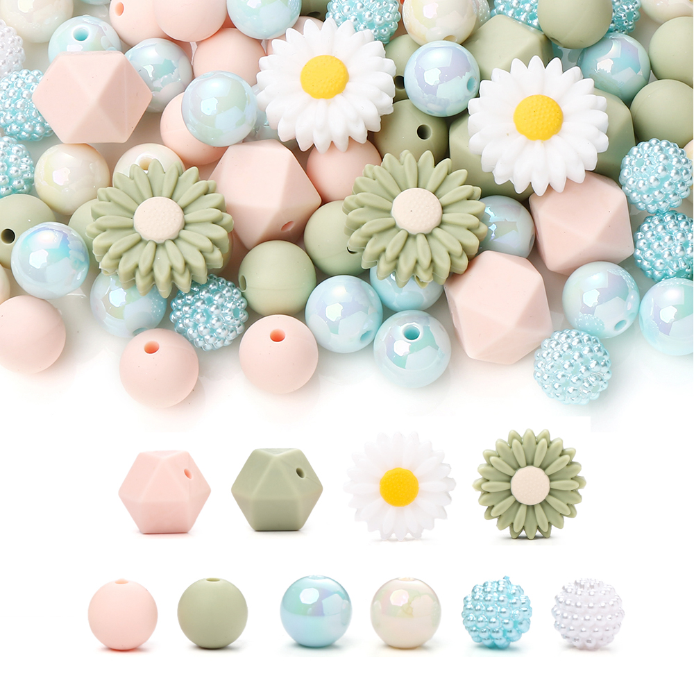 Perles de dentition en silicone pour bébé, 70 pièces, de alimentaire, pour bricolage, tétine, collier, accessoires